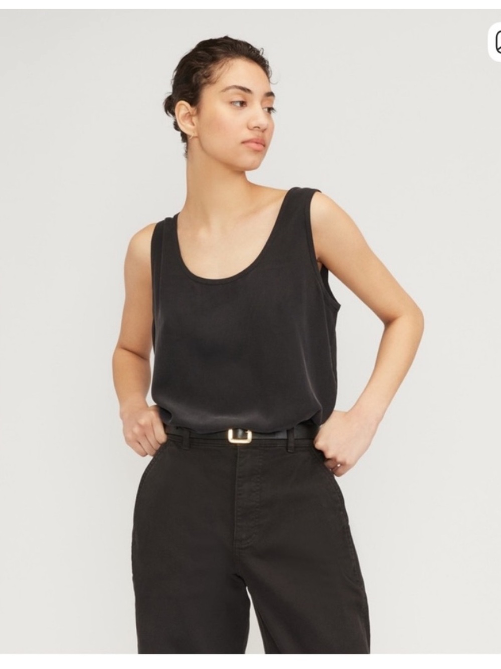 Everlane Black Washable Silk  Scoop Neck Tank - Women
